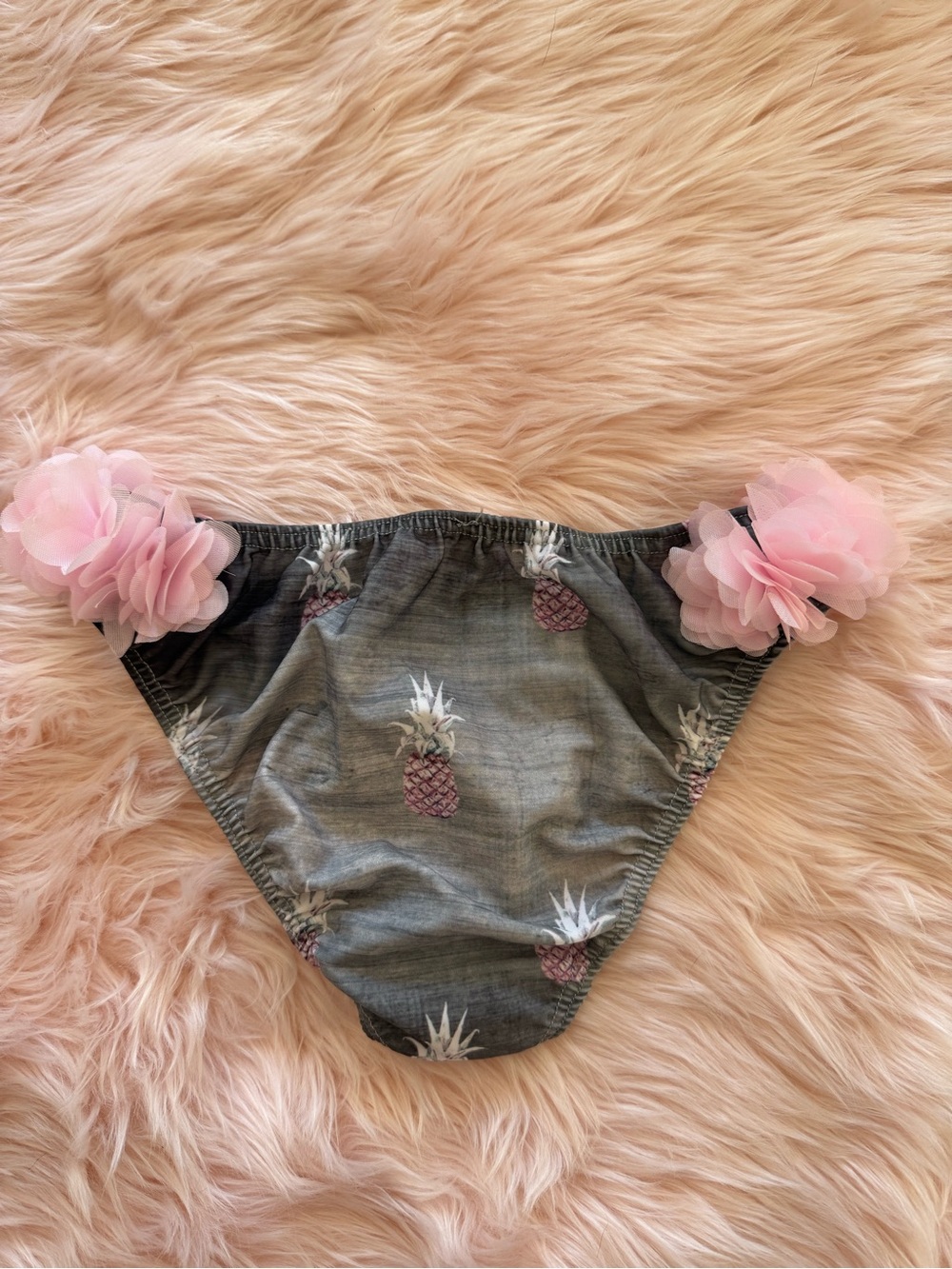 I Am Y2K Pineapple Bikini Bottoms with Pink Tulle Accents One Size - Picture 2 of 6